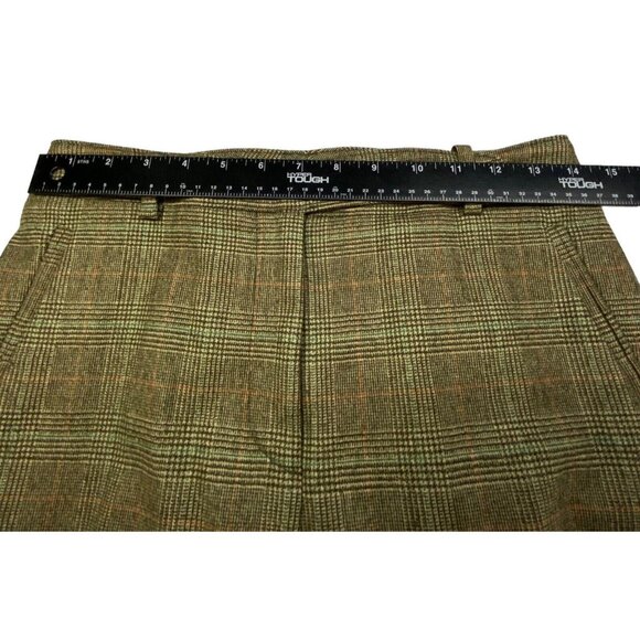 PIAZZA SEMPIONE Plaid New Wool Spandex Capri Cuffed Pants Italy Brown Sz S 78-3 - Picture 5 of 12